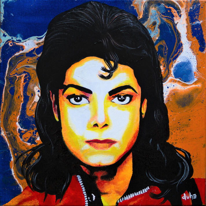 "Michael Jackson" - 14" x 14" - Acrylic, Resin Coat on Canvas