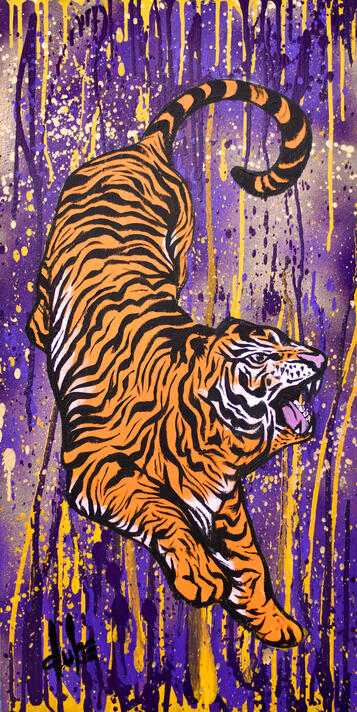 "Geaux for It" - 18" x 36" - Acrylic on Wood Panel, Resin Coat